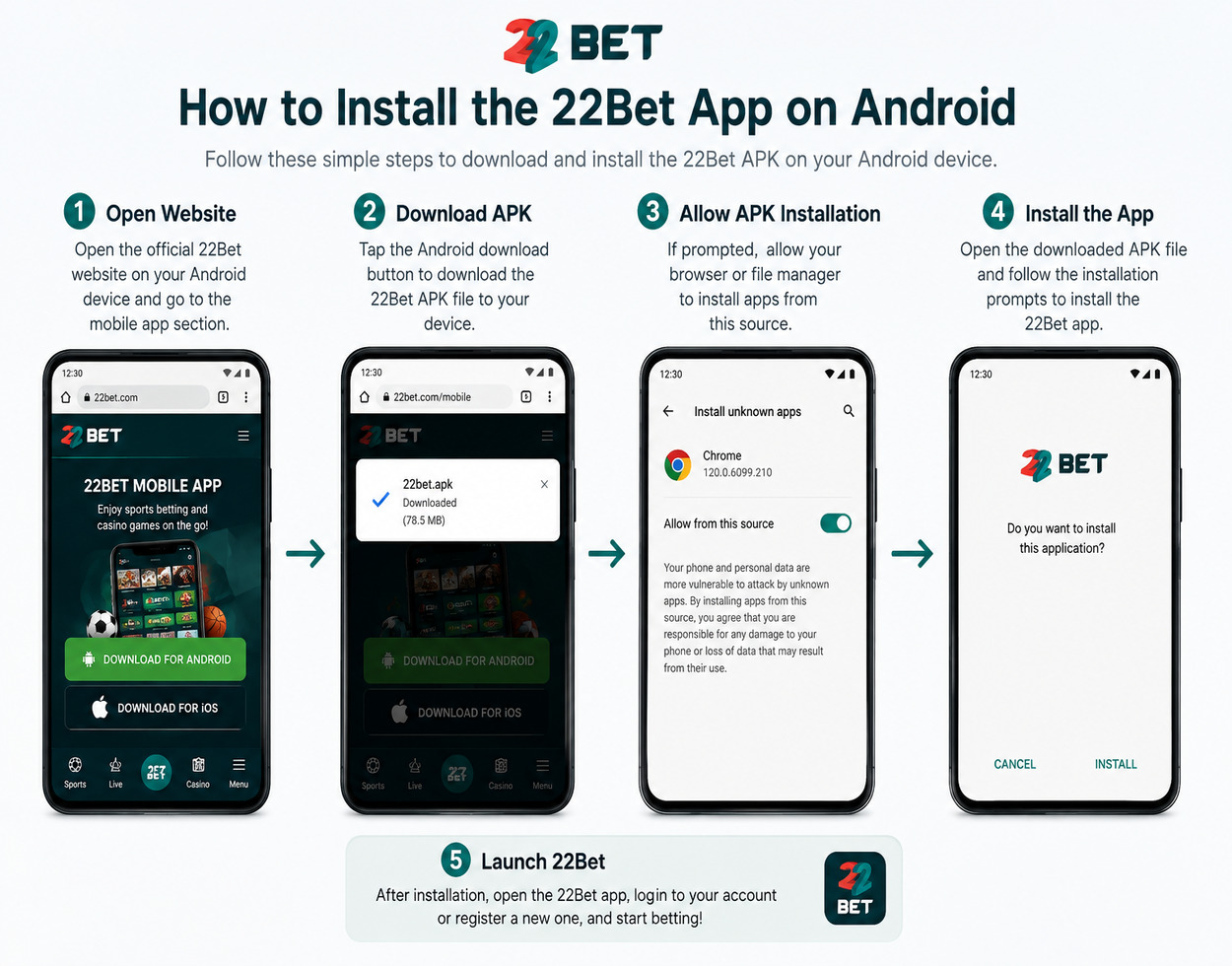 22Bet APK installation on Android
