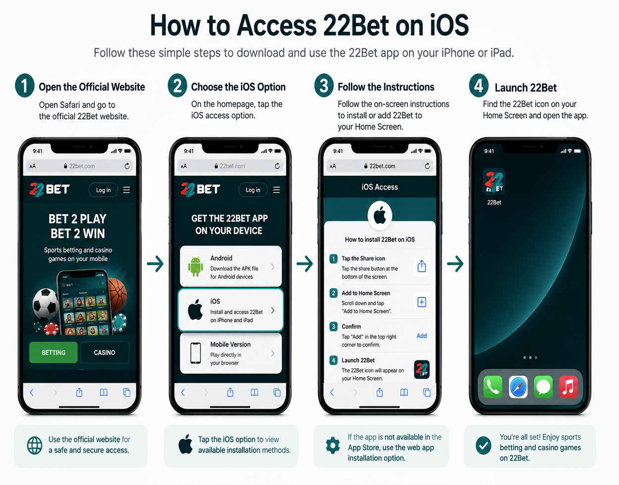 22Bet app installation on iOS