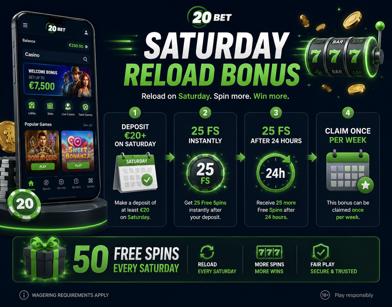 20Bet Saturday reload bonus