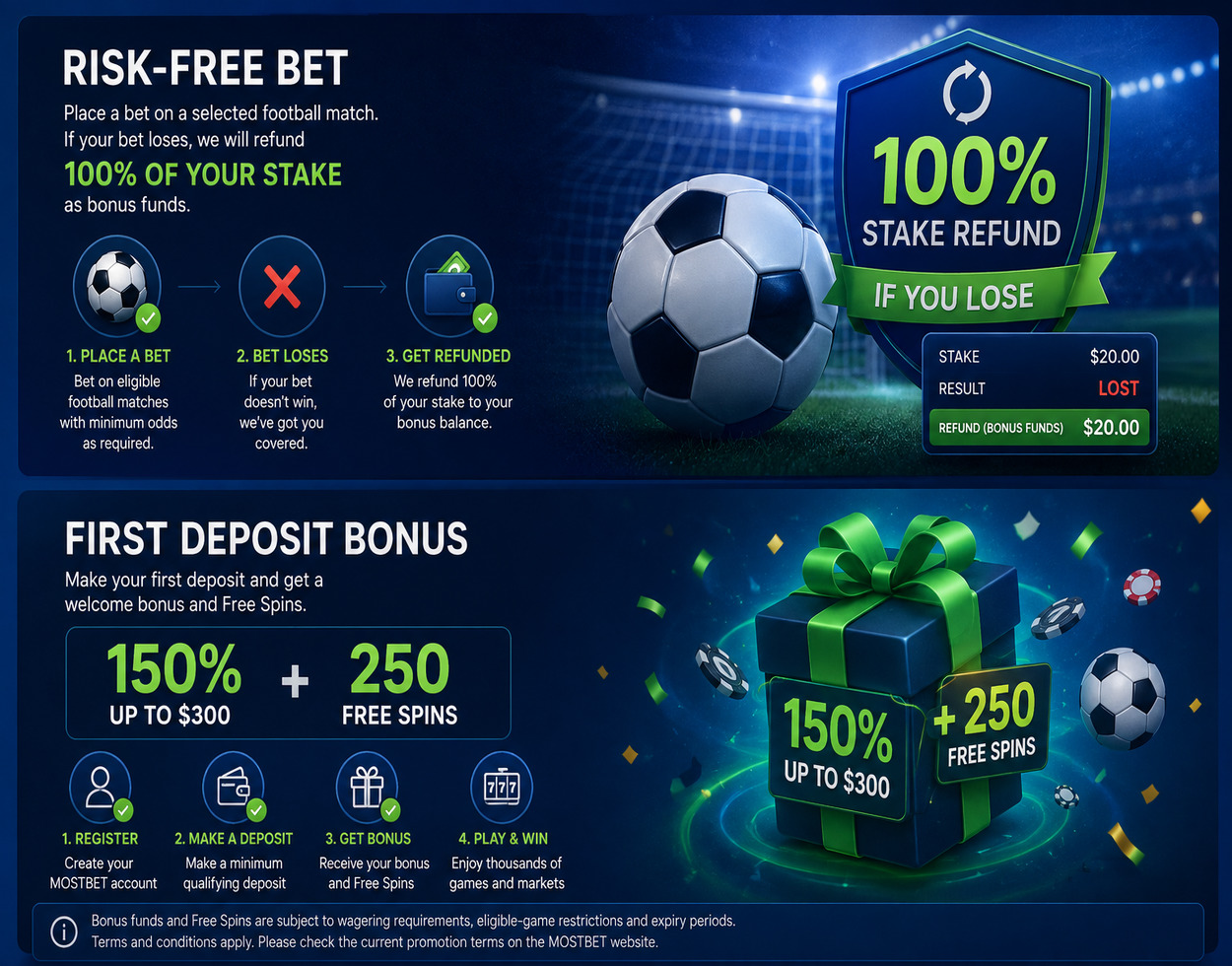 MOSTBET Risk-Free Bet and First Deposit Bonus